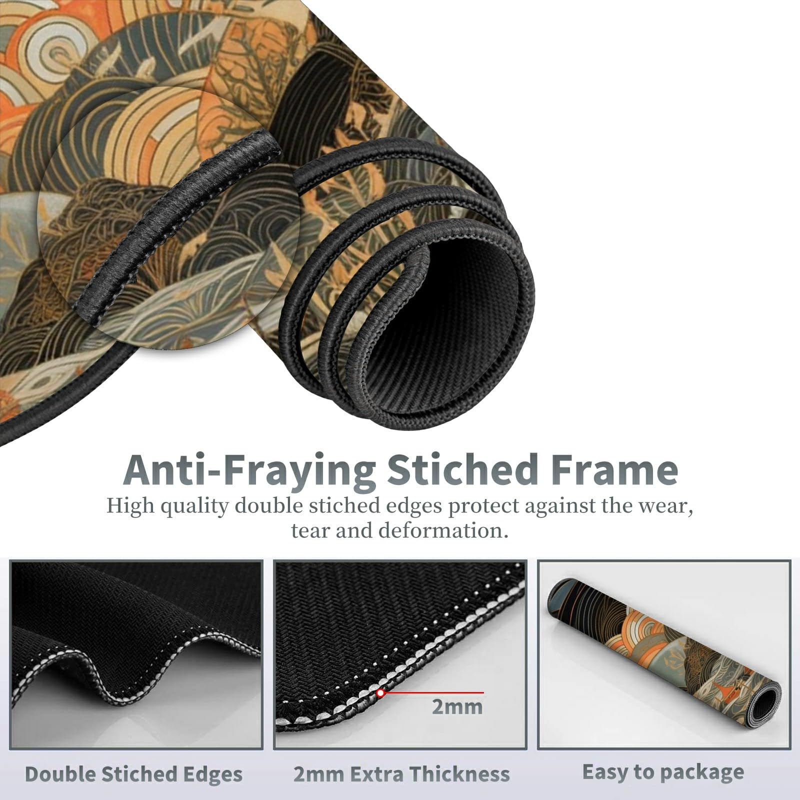 Large Gaming Mouse Pad Plus a Coasters + Cable Clips, Janapese Landscape Extended Mousepad (31.5 x