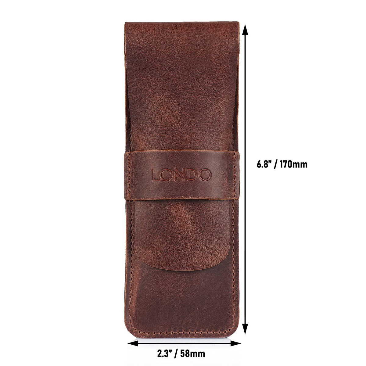 Londo Genuine Leather Pen and Pencil Case with Tuck in Flap, Stationery Bag