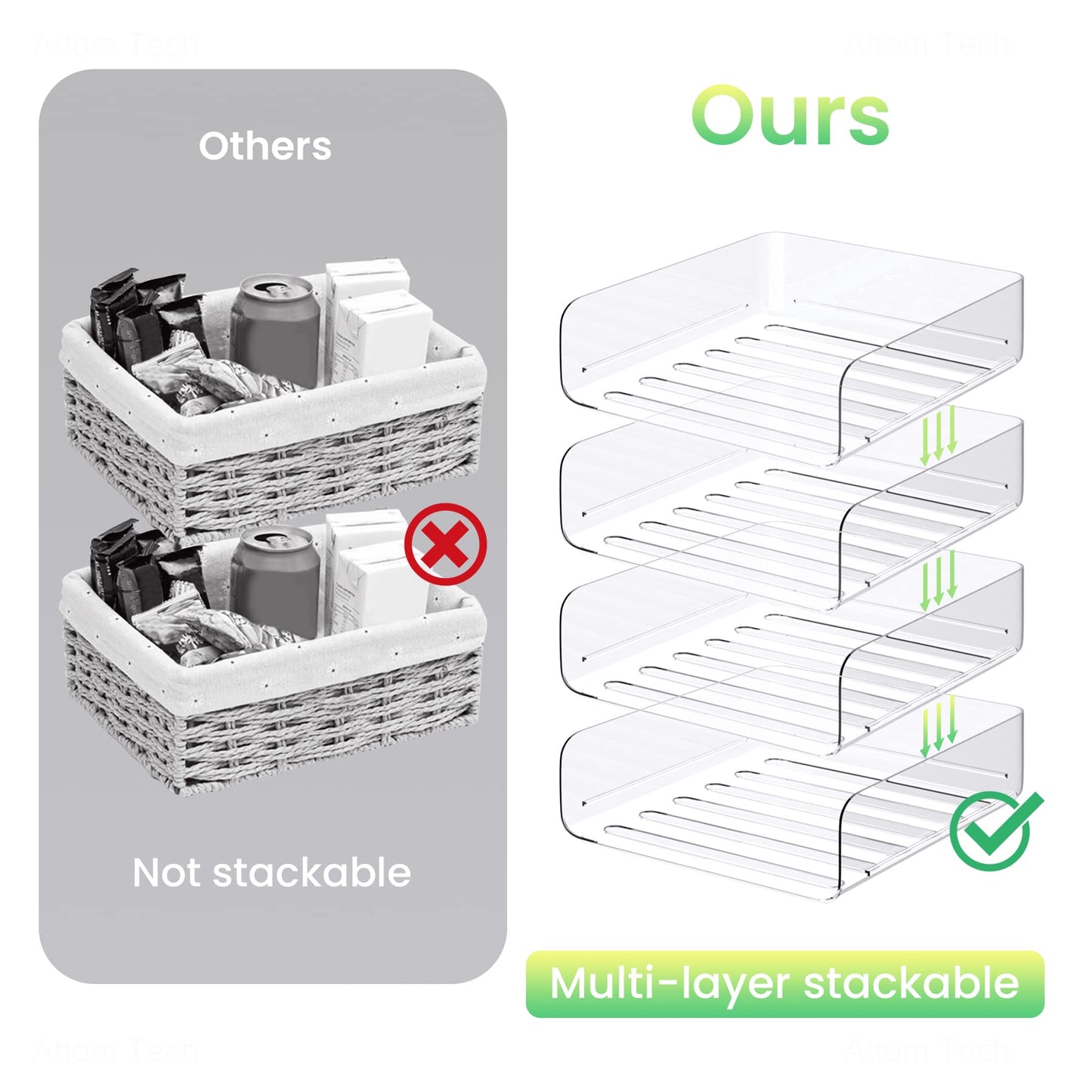 Tomorotec 4 Pack Clear Stackable Letter Tray, A4 Desk File Organizer Set