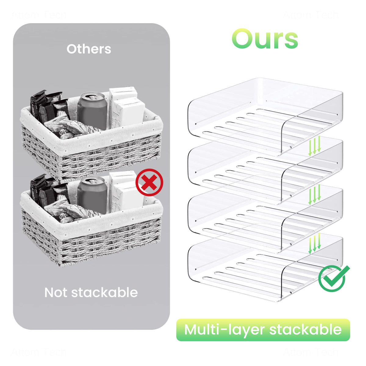 Tomorotec 4 Pack Clear Stackable Letter Tray, A4 Desk File Organizer Set
