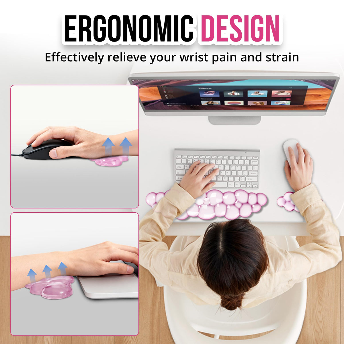 Cloud Wrist Rest Gel Set — Ergonomic Cloud Wrist Rest Keyboard and Mouse, Non-Slip Desk Accessories