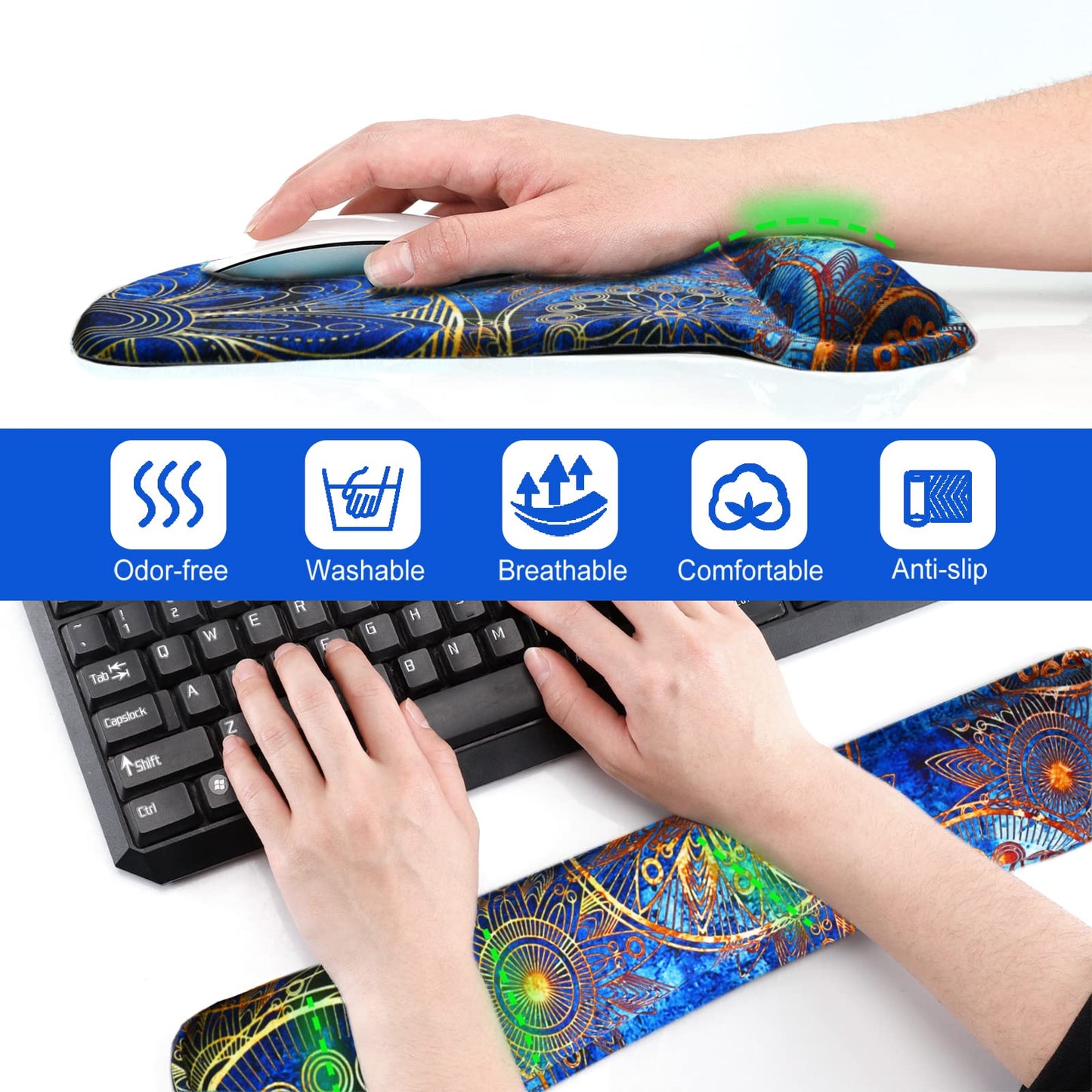 ToLuLu Keyboard Wrist Rest Mouse Pad Support, Gel Ergonomic Mouse Pads for Computer Laptop PC