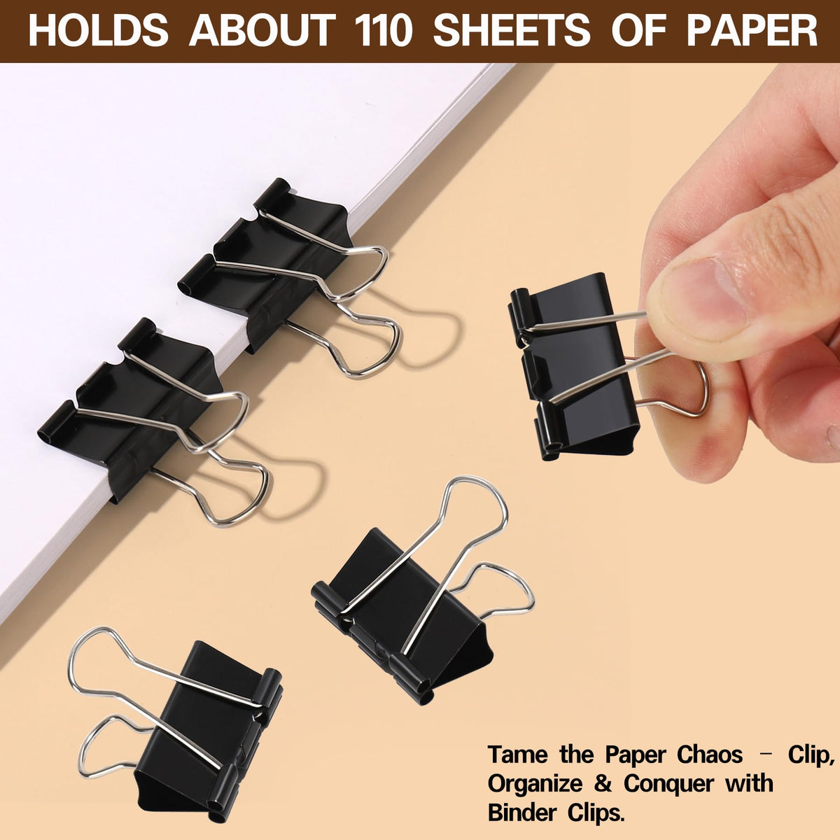 Qimailer Binder Clips, 1.25 Inch, Black, Medium