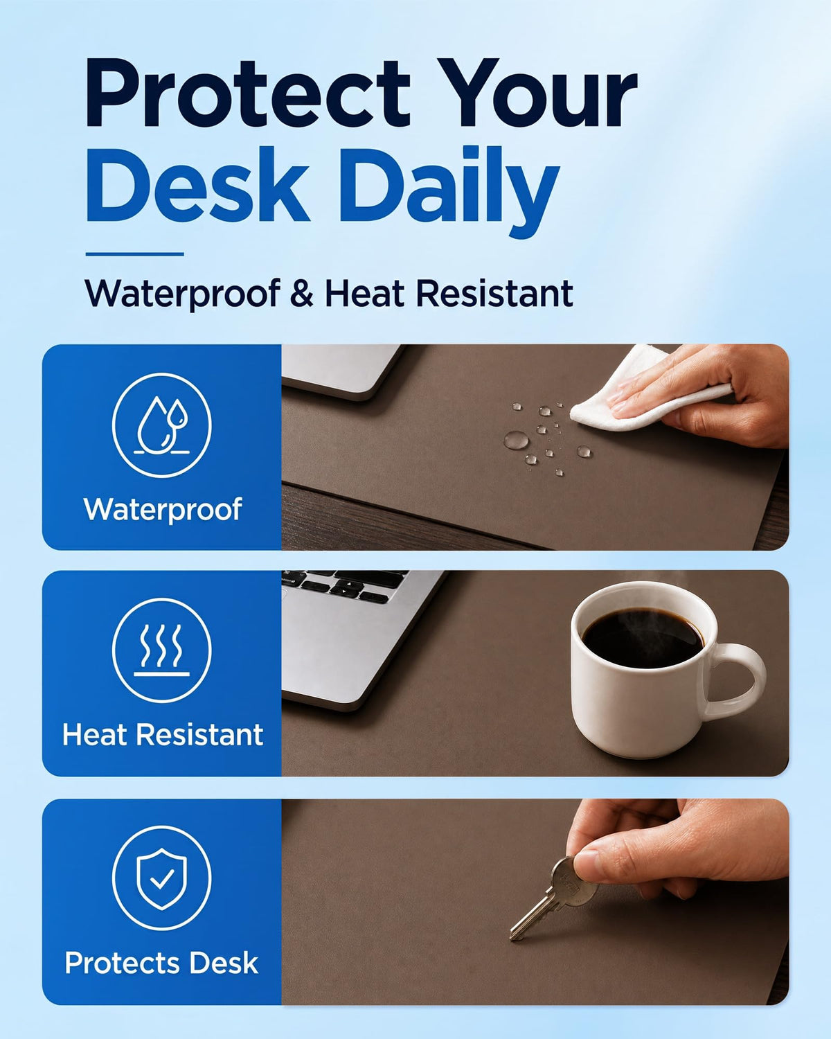 Aothia Dual-Sided Desk Pad - Leather Desk Mat, Natural Cork Desk Pad Protector, Large Mouse Pad for