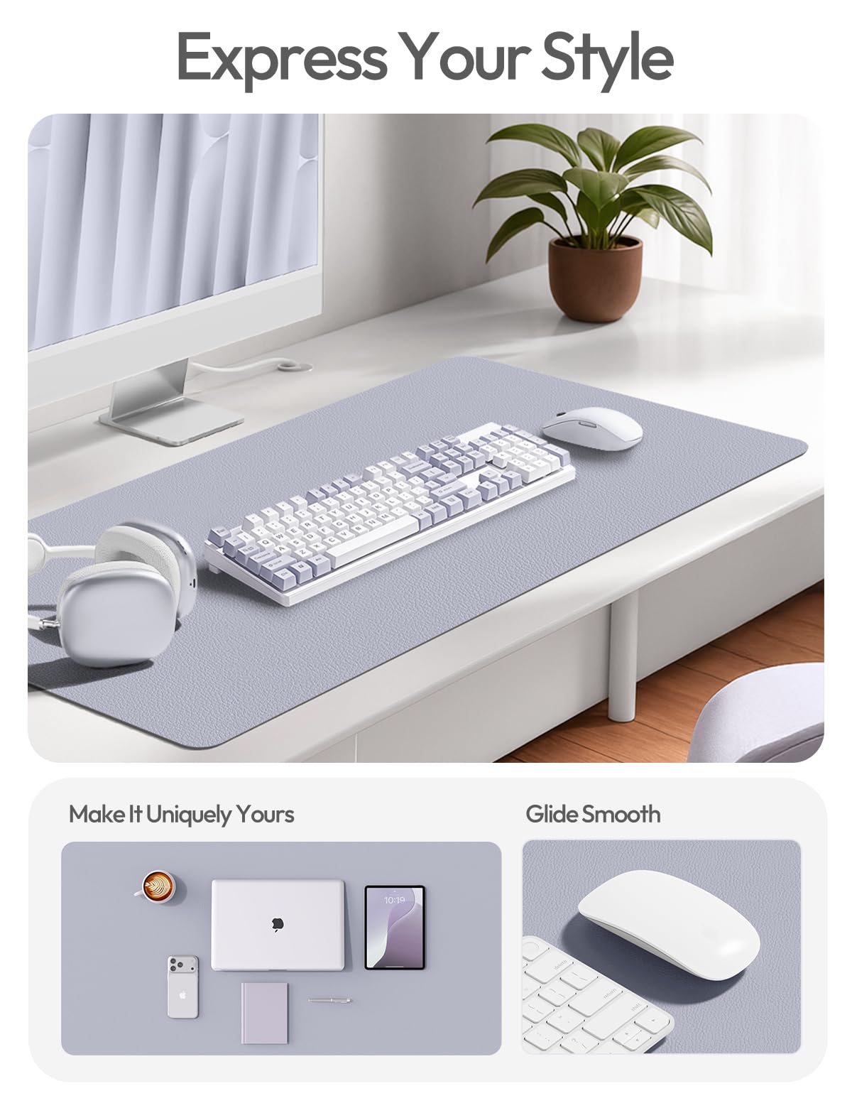 YSAGi Leather Desk Pad Protector, Office Desk Mat, Large Mouse Pad, Non-Slip PU Leather Desk
