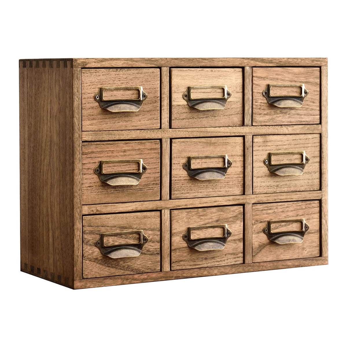 KIRIGEN Wooden Desk Organizer with 9 Drawers, Storage Cabinet, Brown