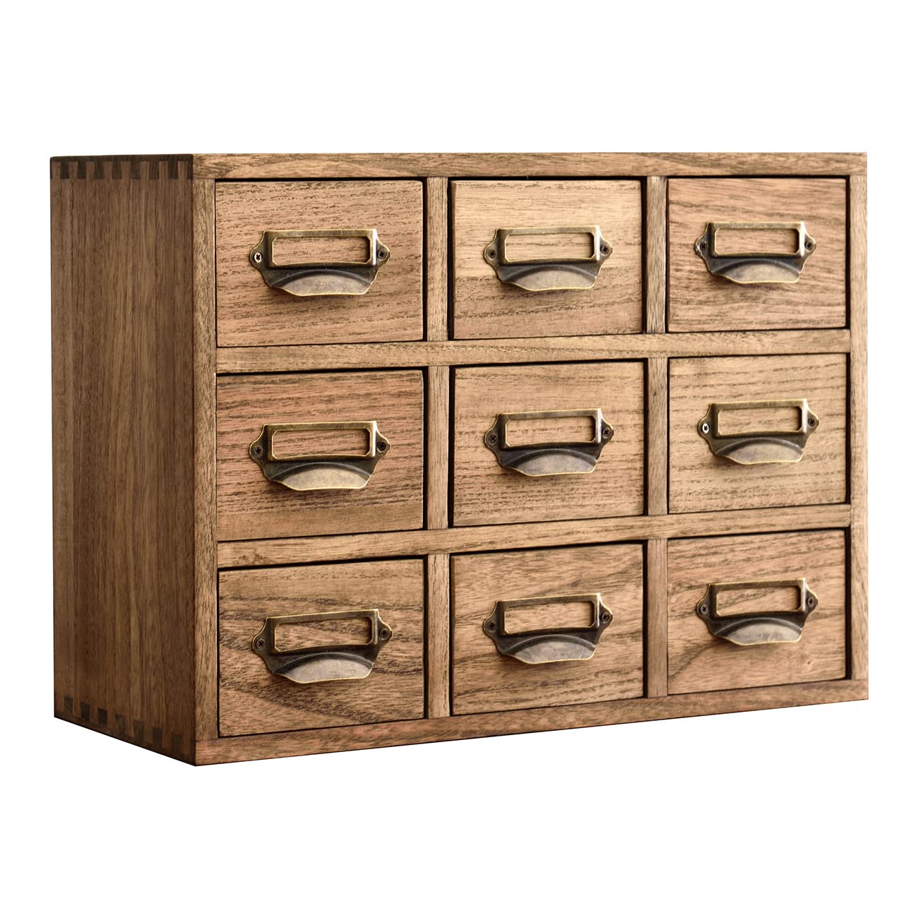 KIRIGEN Wooden Desk Organizer with 9 Drawers, Storage Cabinet, Brown