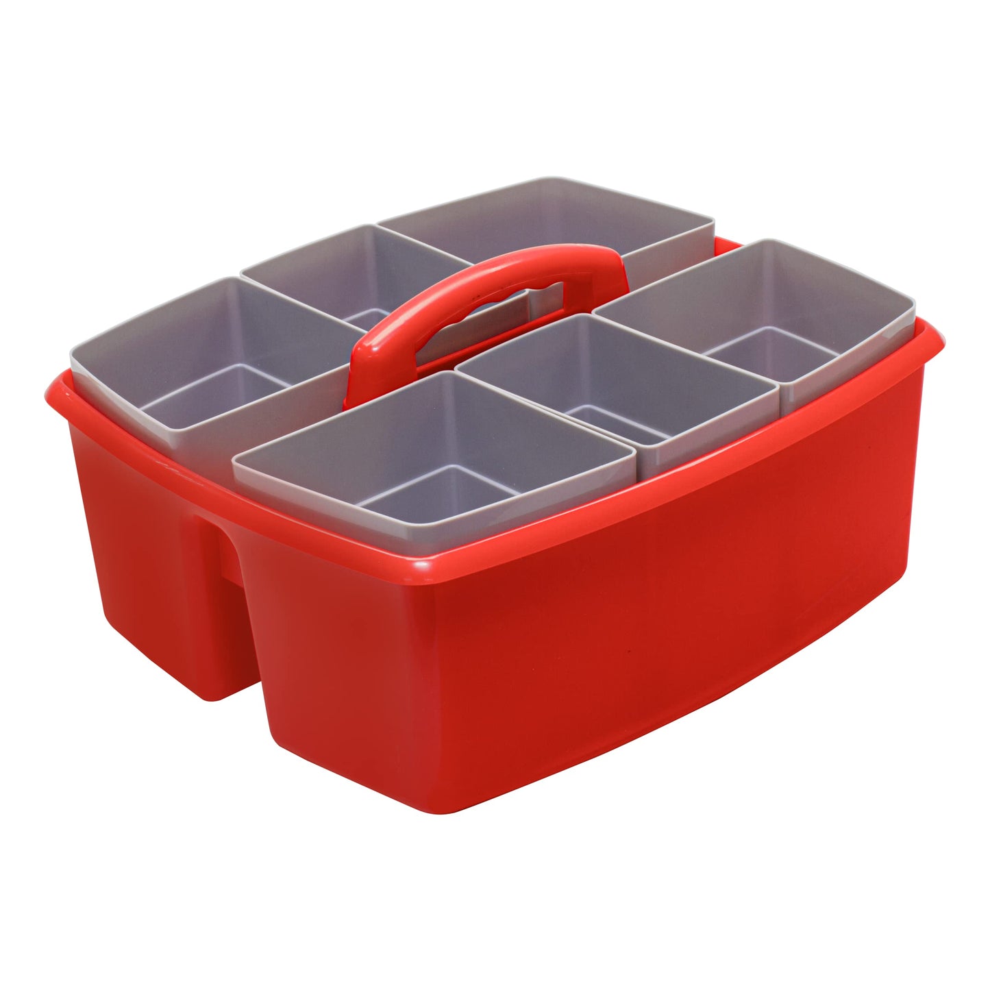 Storex Large Classroom Caddy with Cups, 13 x 11 x 6.575 Inches, Red, Case of 2 (00981U02C)