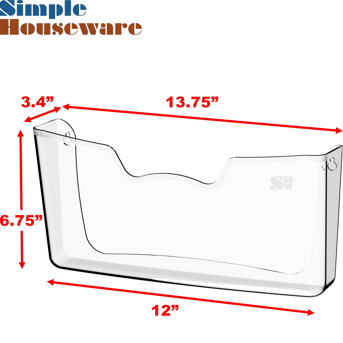 Simple Houseware Clear Wall Mount Single Pocket Hanging File Holder, 3-Pack