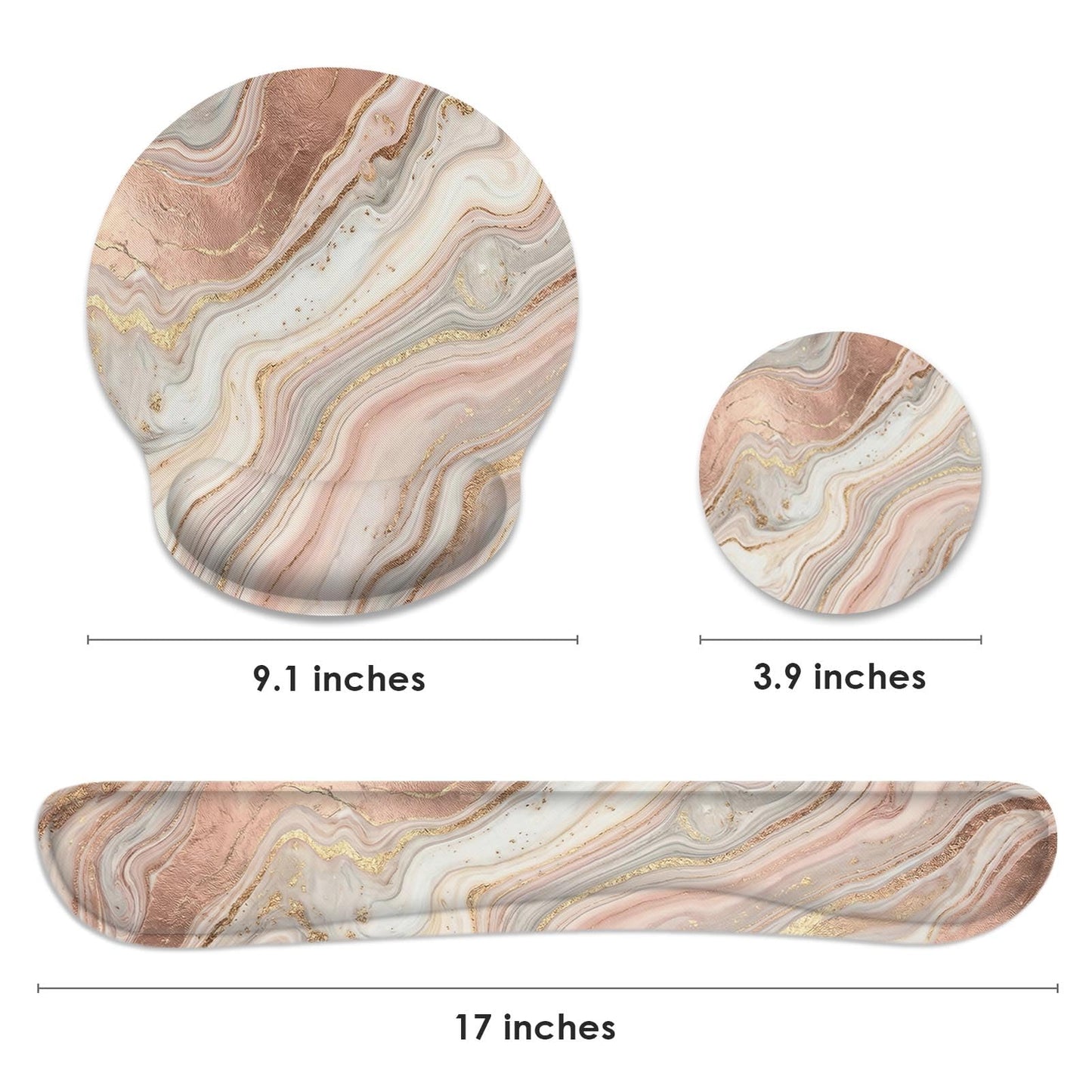 Britimes Ergonomic Mouse Pad Set with Wrist Rest, Gold Pink Marble