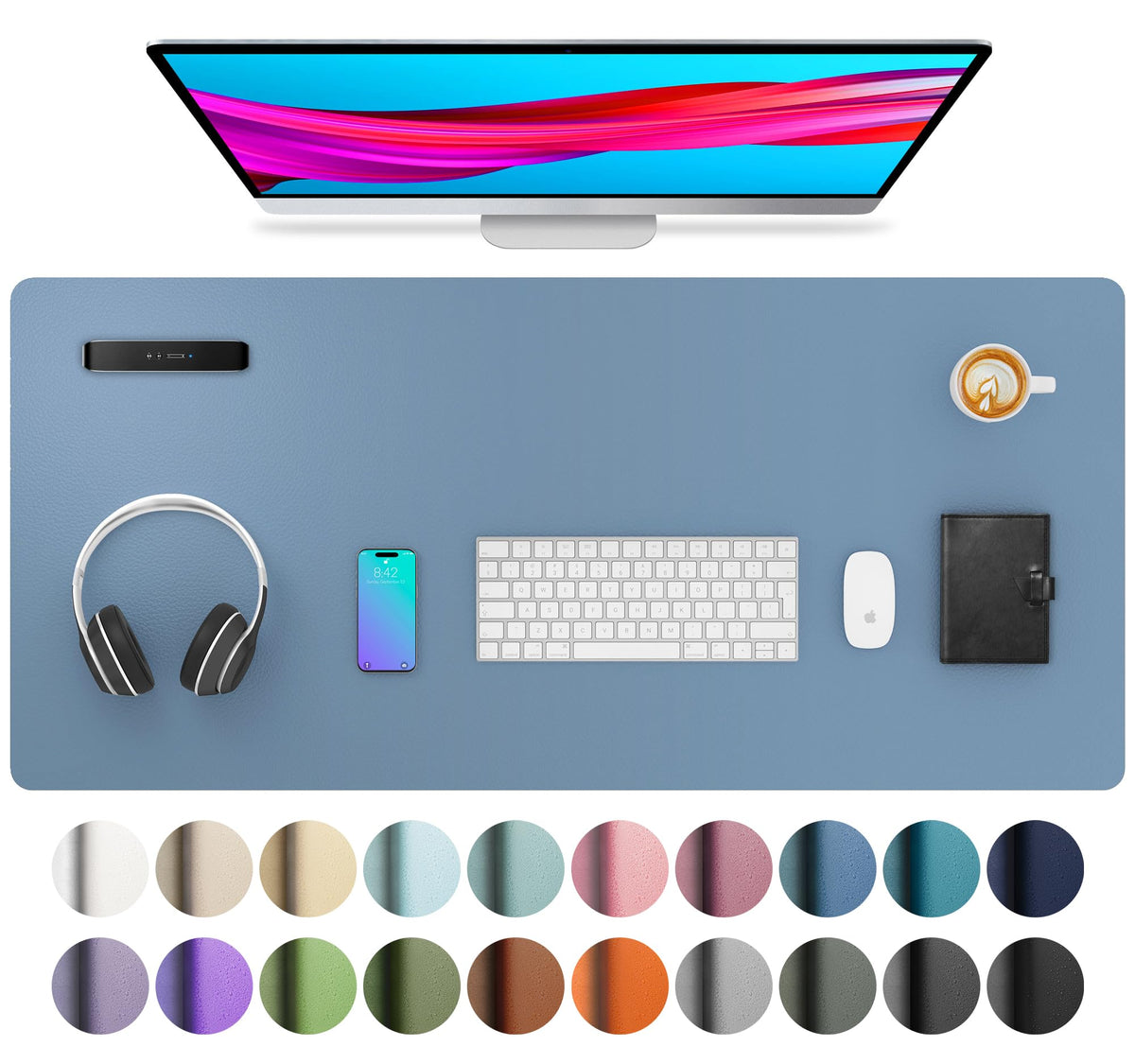 Aothia Leather Desk Pad Protector, Mouse Pad, Office Desk Mat, Non-Slip PU Leather Desk Blotter