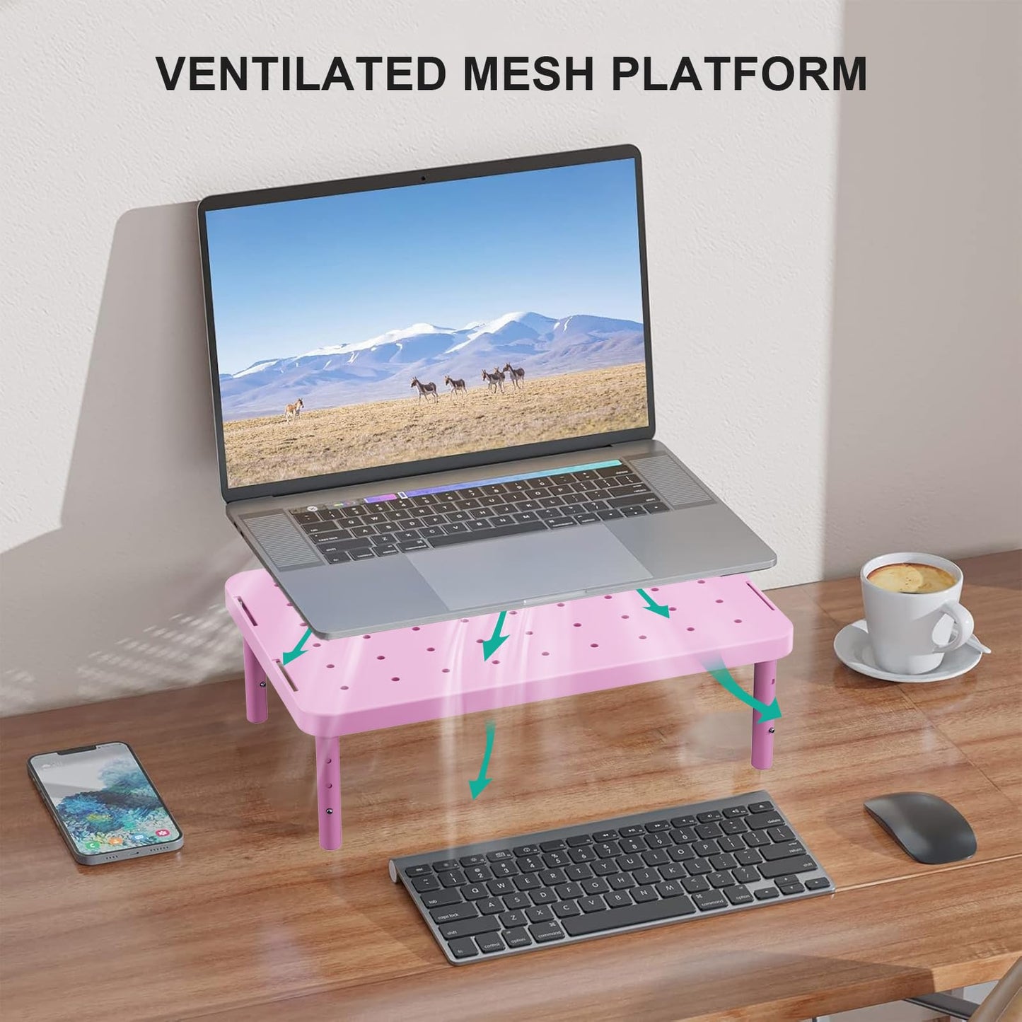 WALI Computer Monitor Stand for Desk, Adjustable Laptop Riser, up to 44 lbs