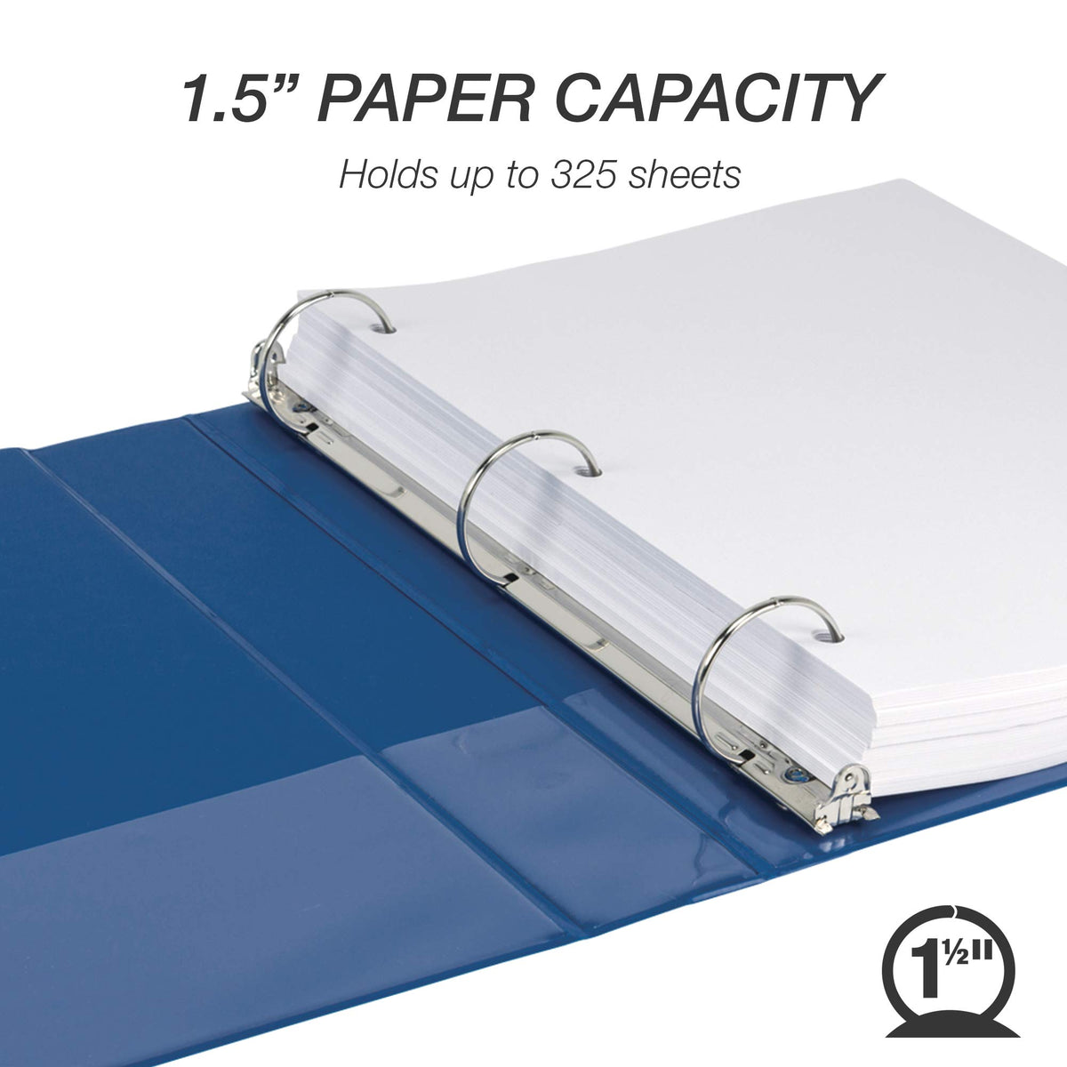 Samsill 4 Pack Durable 1.5 Inch 3 Ring Binders, Round Ring, Clear View Cover for Presentations, Blue