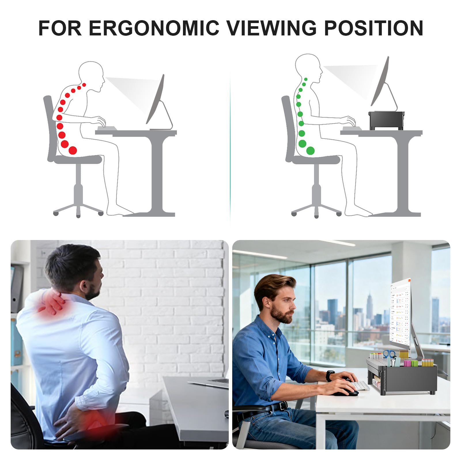 WALI Computer Monitor Stand with Storage and Pen Holder