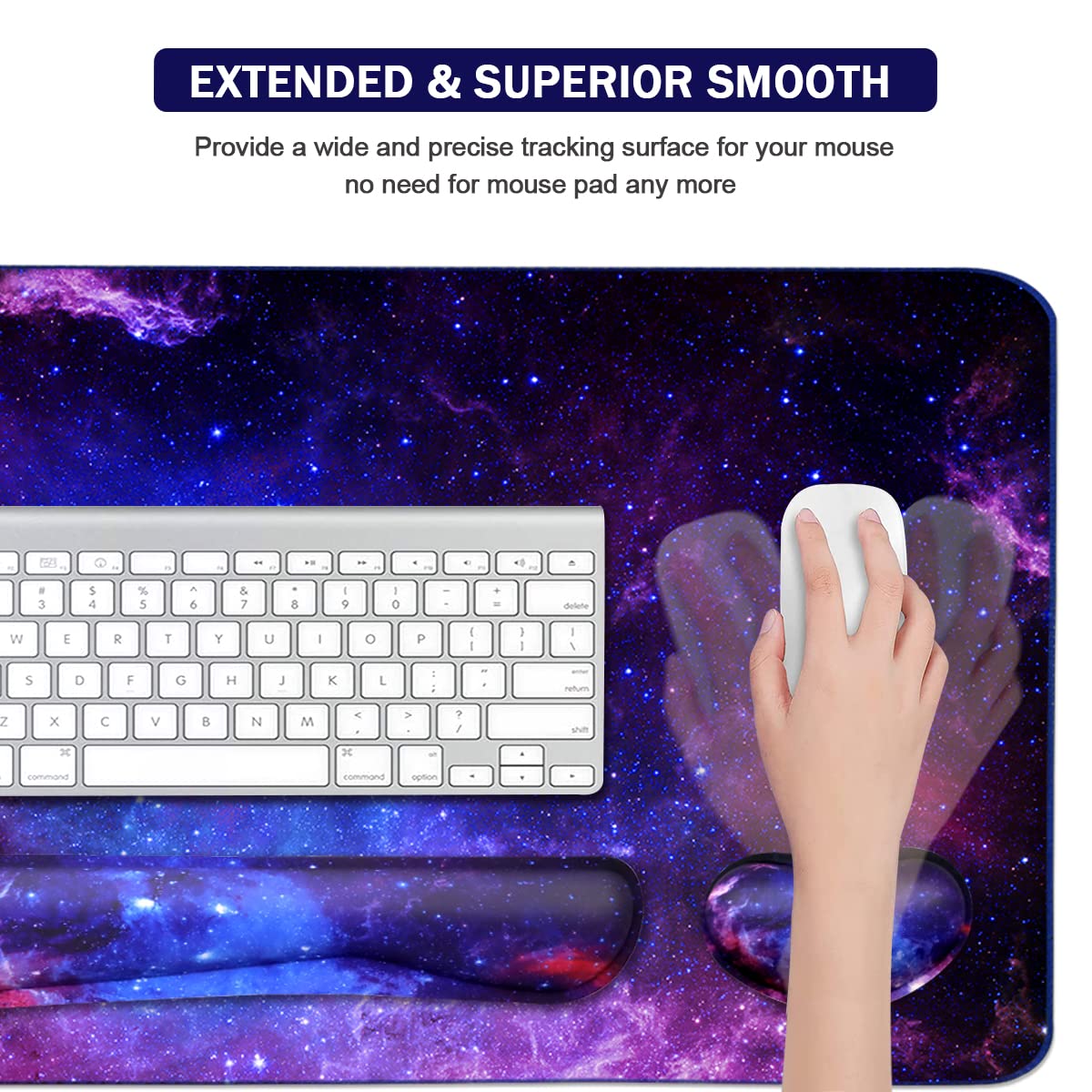 Large Mouse Pad and Keyboard Wrist Rest, Desk Pad for Keyboard and Mouse, 4-in-1 Large Gaming Mouse