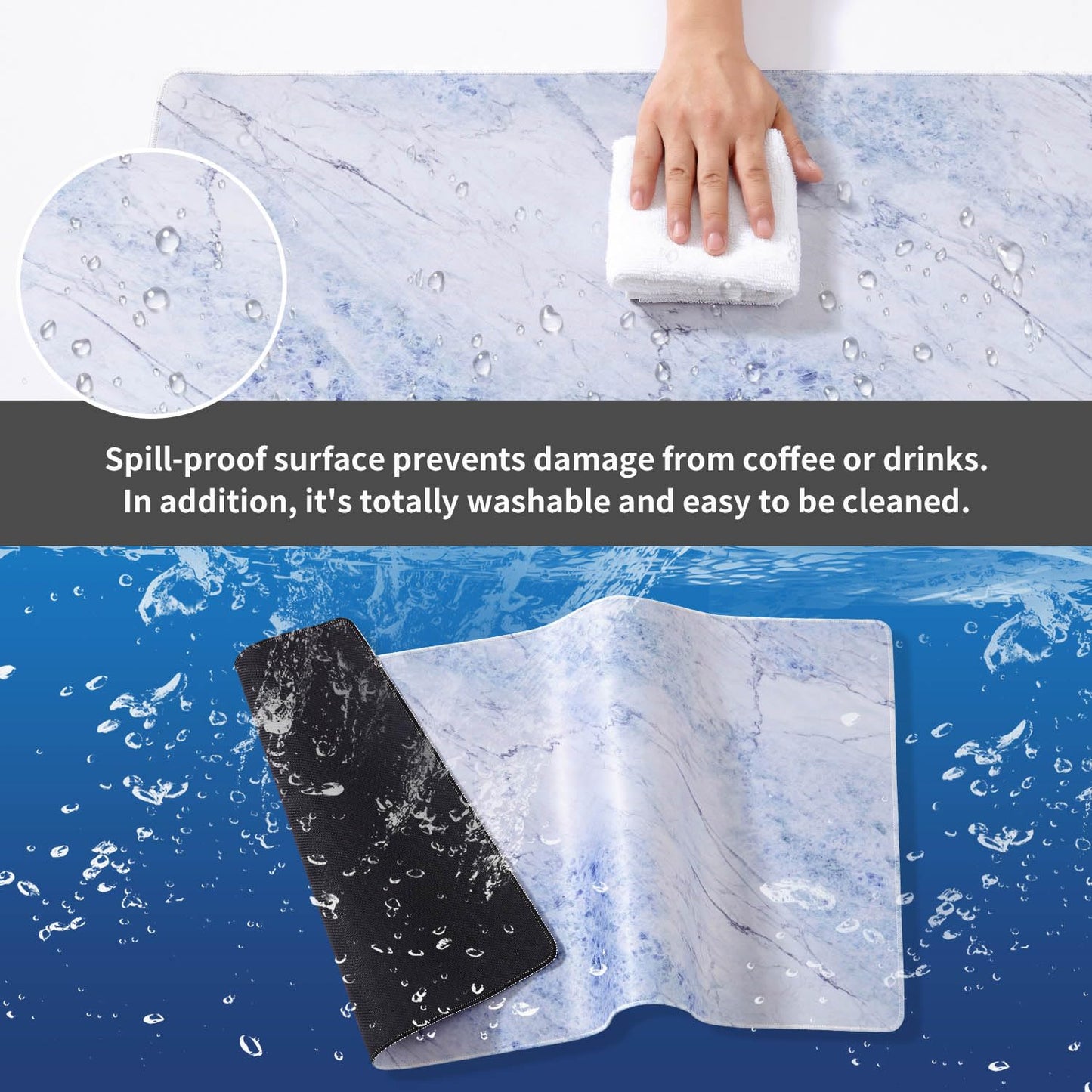 DOBAOJIA Marble Mouse Pad, Mouse and Keyboard Combo Pad XXL 31.5” x 15.8”