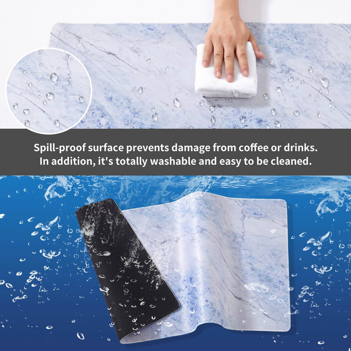 DOBAOJIA Marble Mouse Pad, Mouse and Keyboard Combo Pad XXL 31.5” x 15.8”