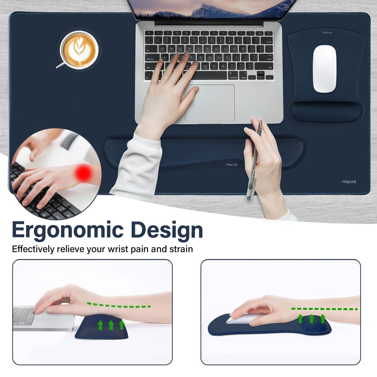 MOSISO Keyboard Mouse Pad Set, Large Gaming Mousepad&Keyboard Wrist Rest