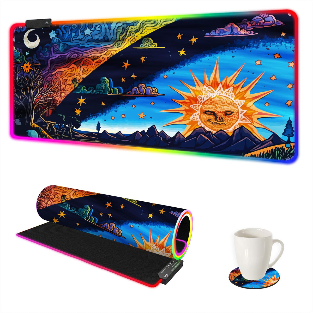 AIMSA Large Gaming Mouse Pad RGB, Keyboard Led Mousepad Extended 35.4 x 15.8 inch Non-Slip Rubber