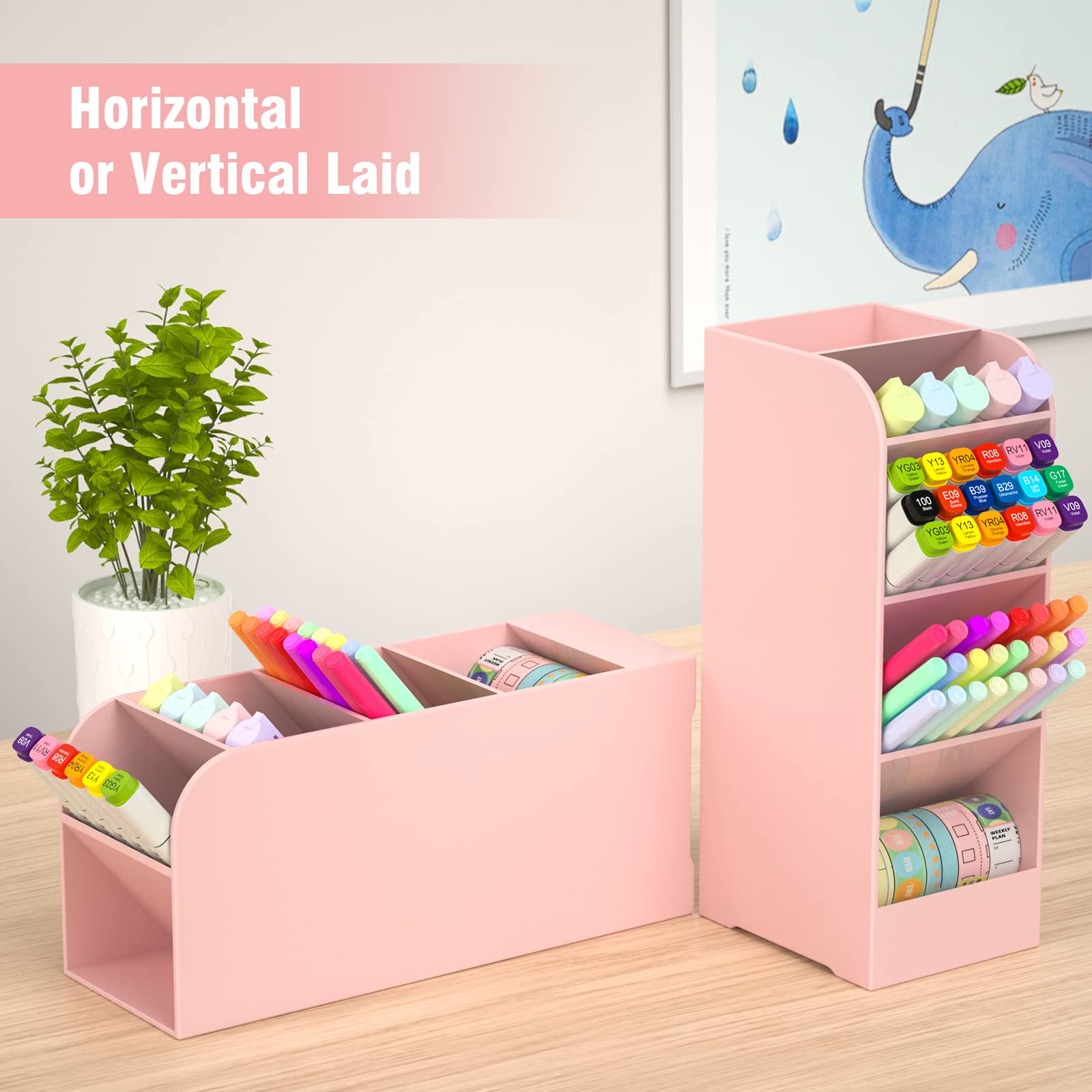 Asten Pen Holder, Pencil Holder for Desk, Pen Organizer (Pink, 3 Pack)
