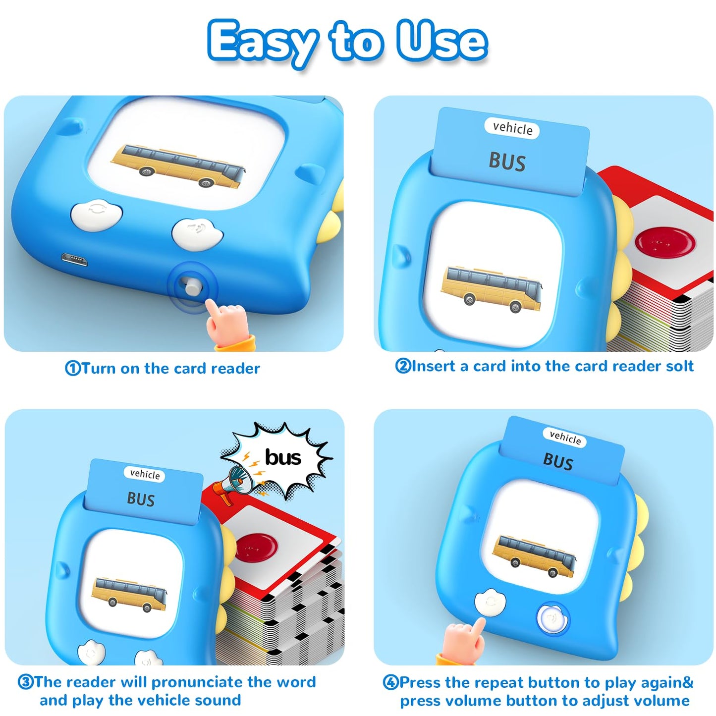 Kidzdo 520 Words Talking Flash Cards, Birthday Gifts for 3 4 5 6 Year Old Boys, Early Education