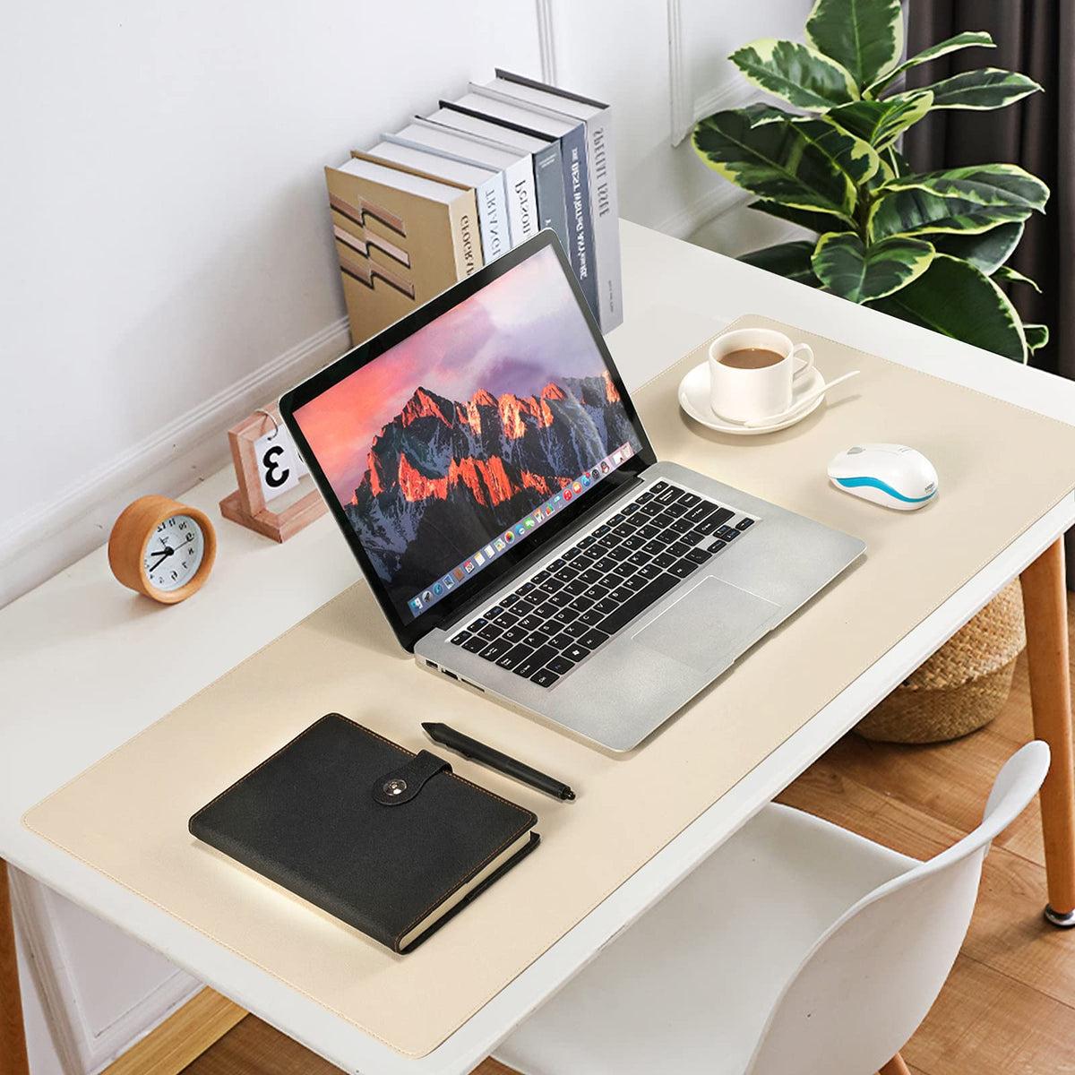 Leather Desk Pad Blotter,Wolaile 36x17 inch Big Keyboard Mouse Pad,Waterproof Non-Slip Writing Desk