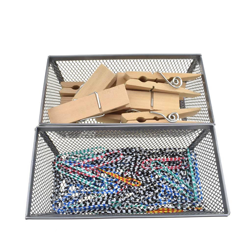 HAHIYO Stackable Mesh Tray Cup 6 x 3 x 2 inches Sturdy Container for Desk Drawer Organizer