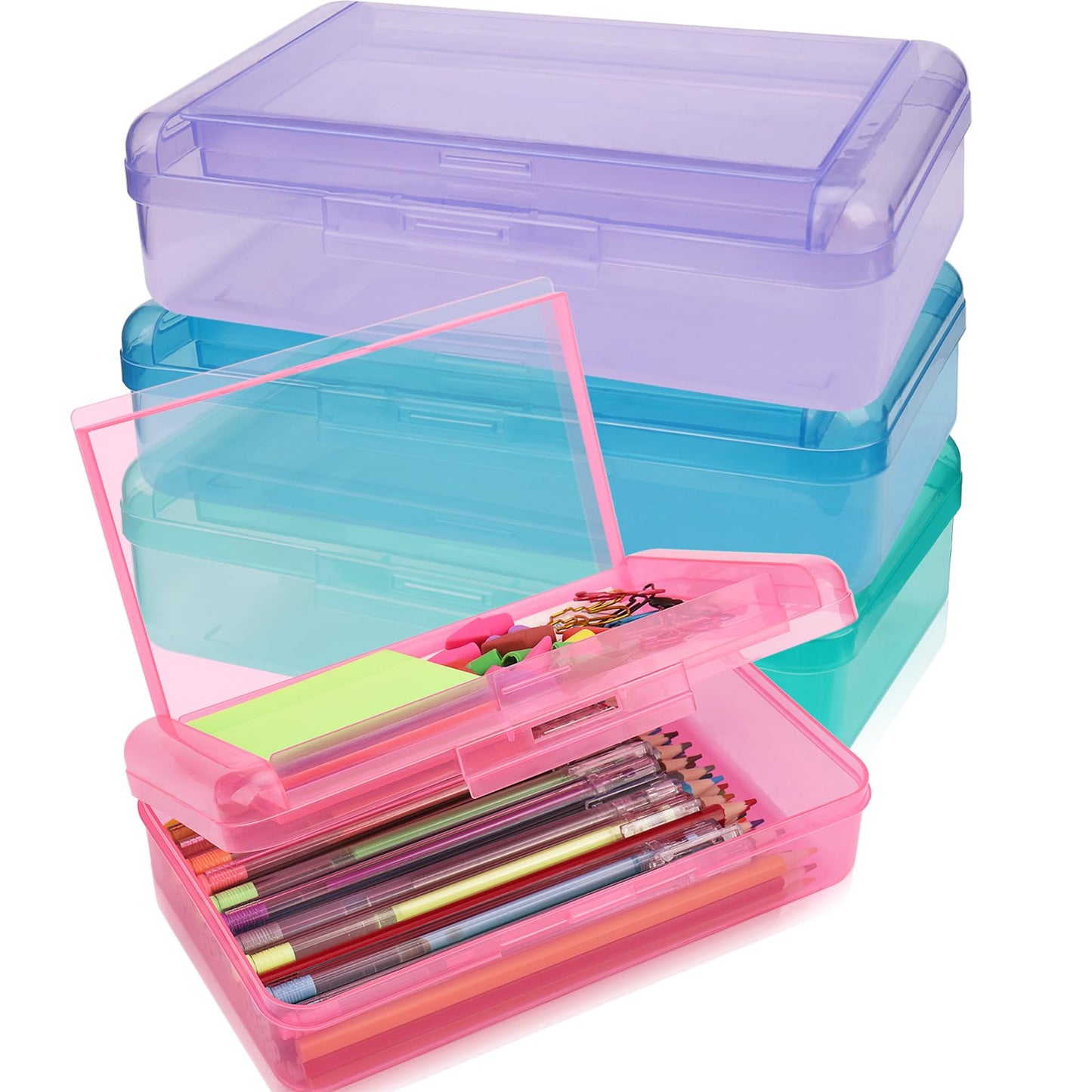 SFLHHDM Large Pencil Box, Double Layer Capacity Pencil Holders, Hard Pen Case with Snap-tight Lid