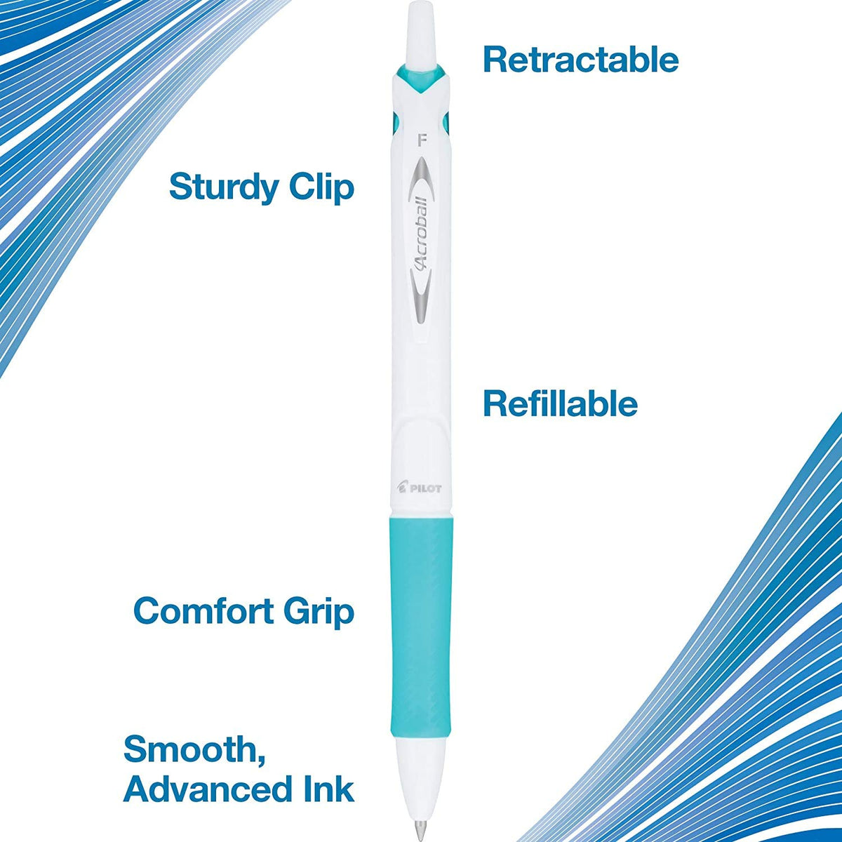 PILOT Acroball PureWhite Advanced Ink Ball Point Pens, 0.7mm, 14-Pack