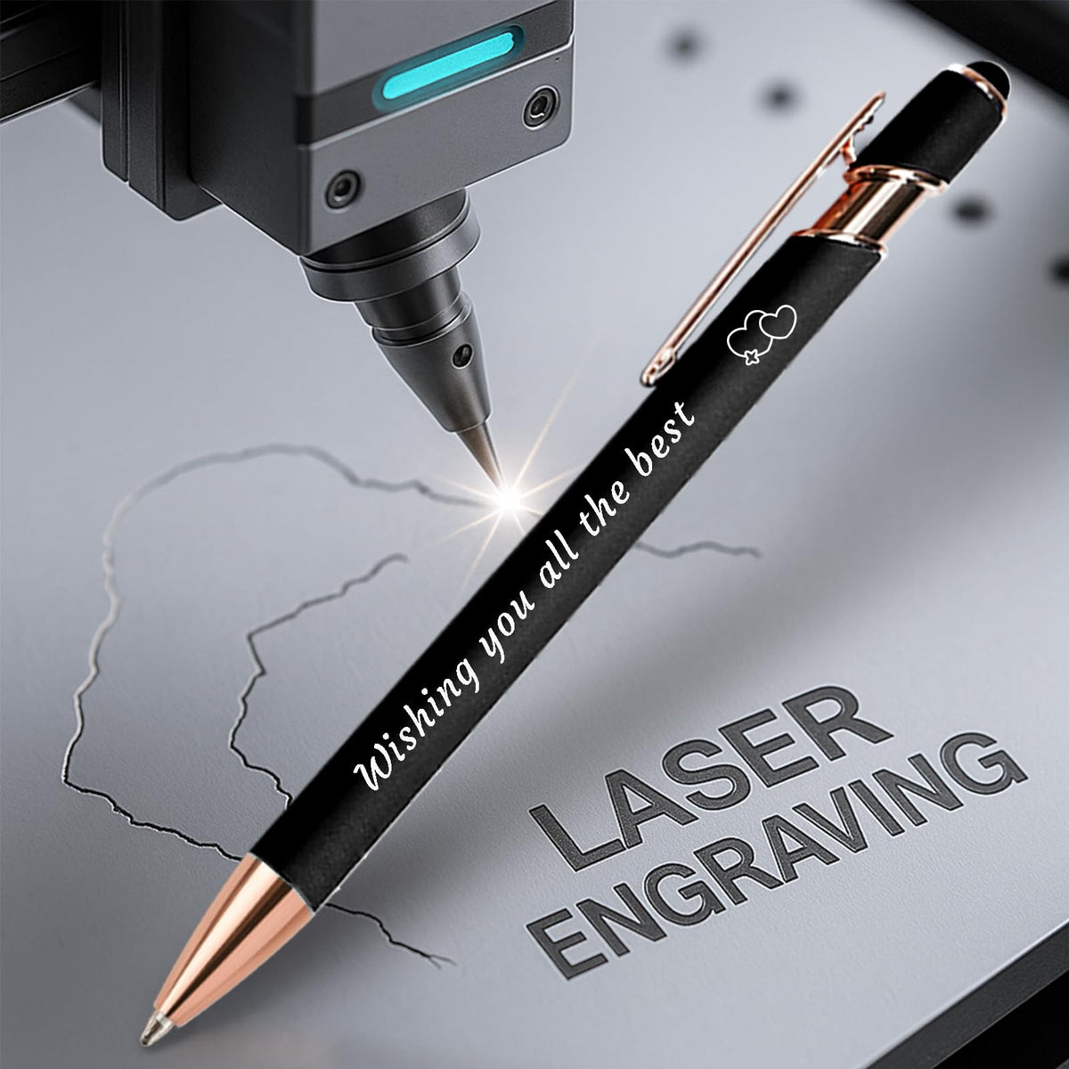 Custom Pens Bulk, Personalized Pens with Name/Logo, Customized Black Ink Ballpoint Gifts, Engraved