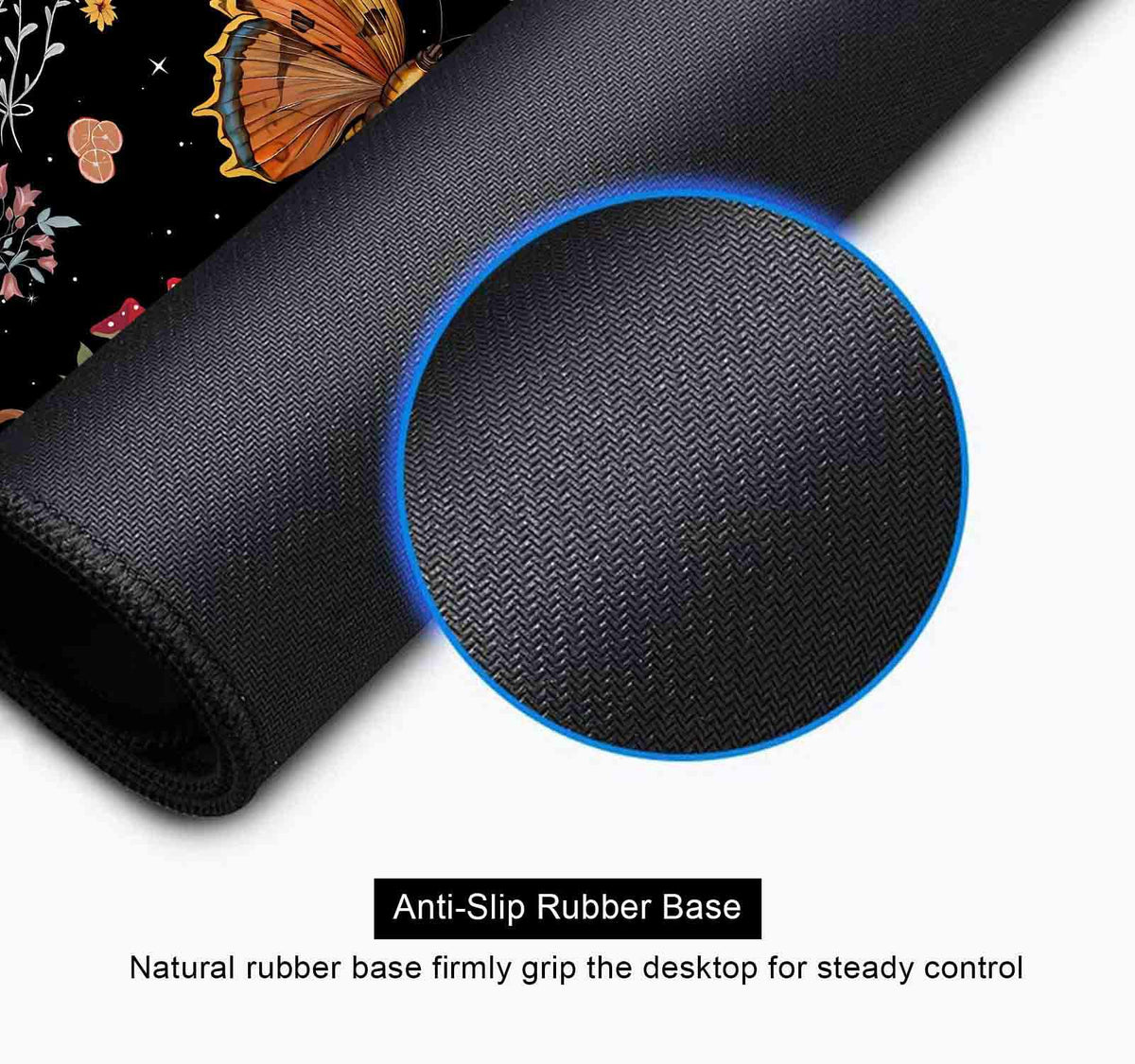 SXCKANG Gothic Moth Desk Pad Mat, Black Orange Large Mousepad, Moon Phases Desk Matt for Desktop