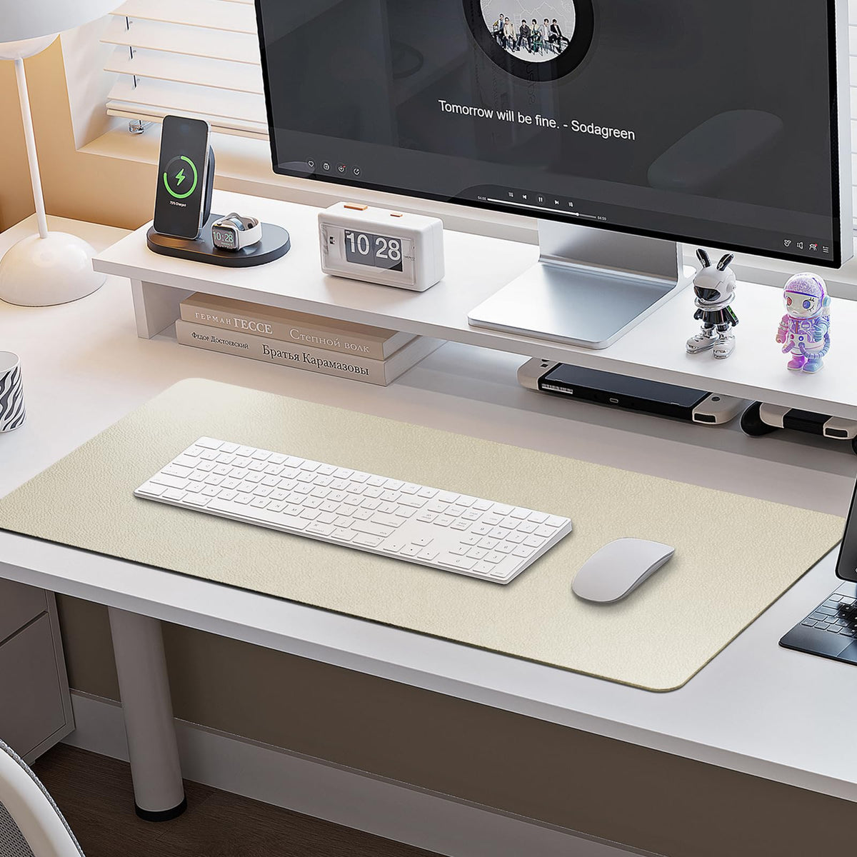 Boutilon Leather Desk Pad Protector,Non-Slip Mouse Pad,Laptop Desk Pad,Office Mouse Mat,Waterproof