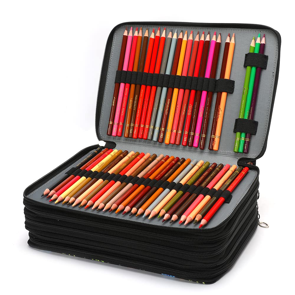 Vomgomfom Colored Pencil Case - 252 Slots Pencil Holder with Zipper Closure Twill Fabric Large