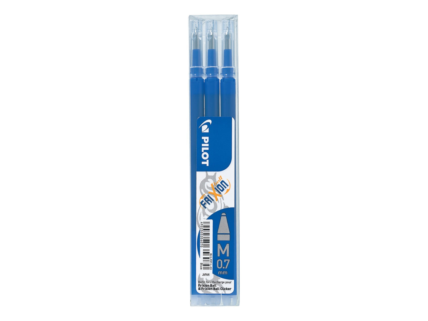 Pilot Frixion Clicker Erasable Retractable Rollerball 0.7 mm Tip Pen with Three Refills - Blue