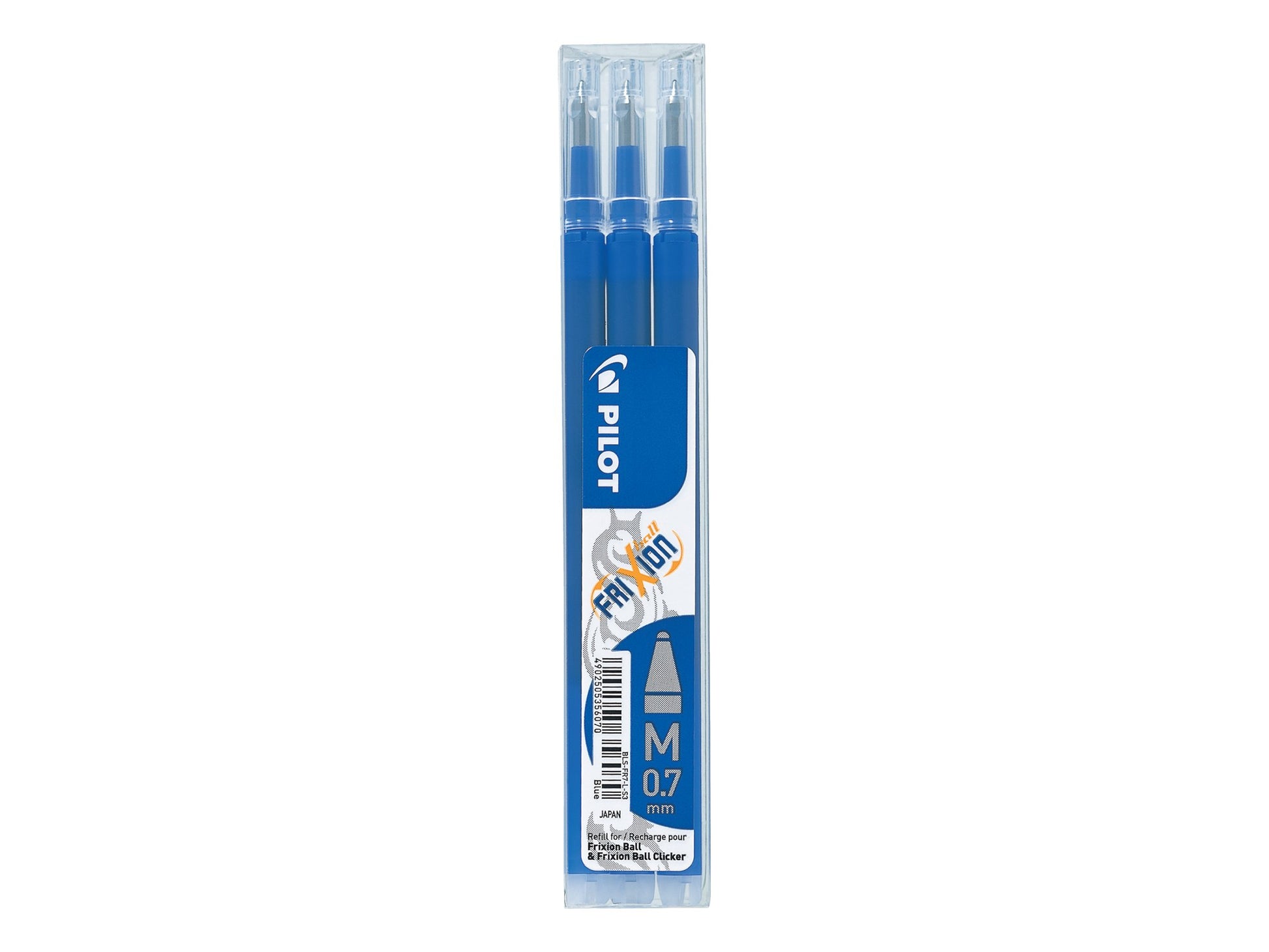 Pilot Frixion Clicker Erasable Retractable Rollerball 0.7 mm Tip Pen with Three Refills - Blue