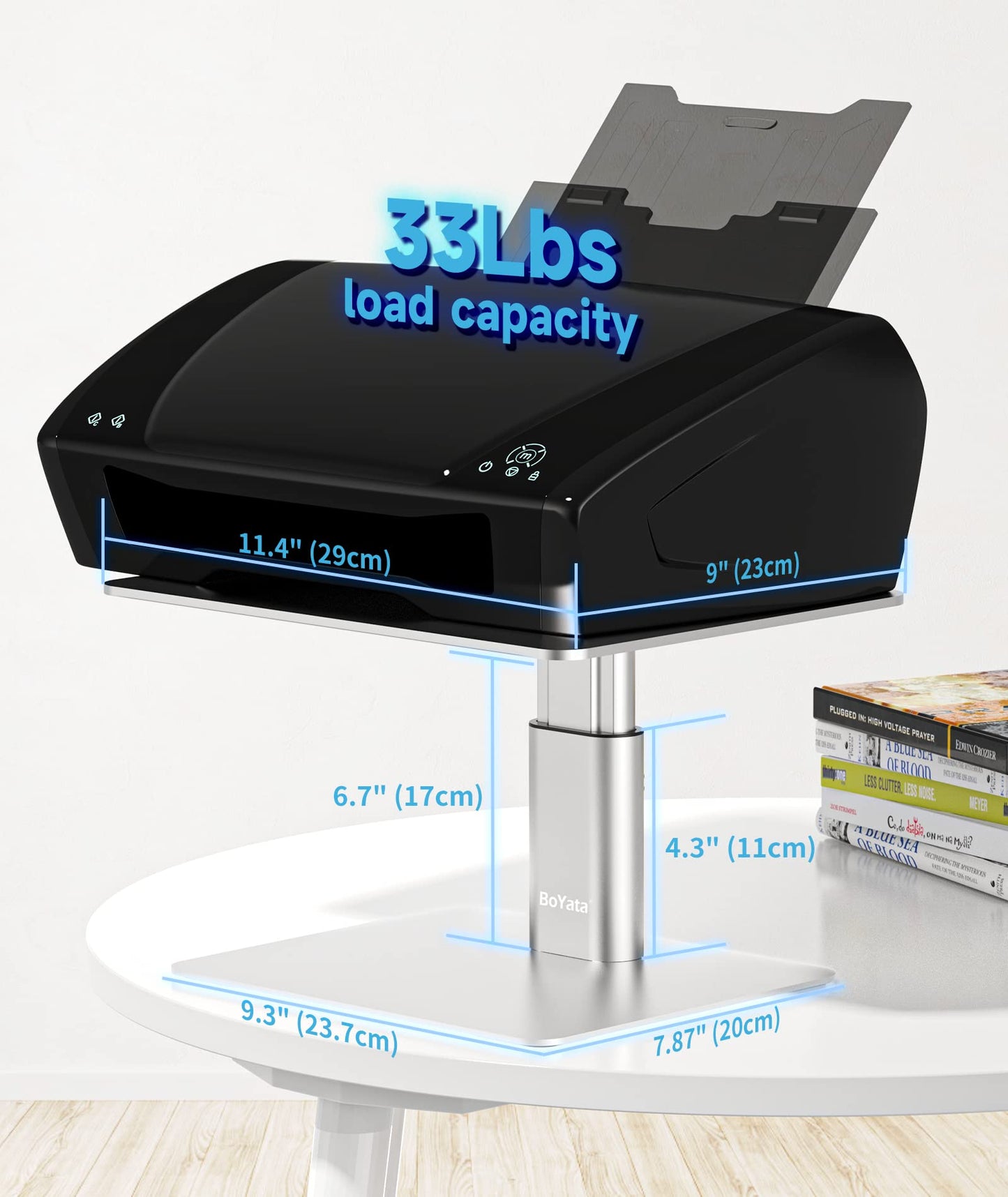 BoYata Monitor Stand, Adjustable Height Metal Desktop Riser, Silver
