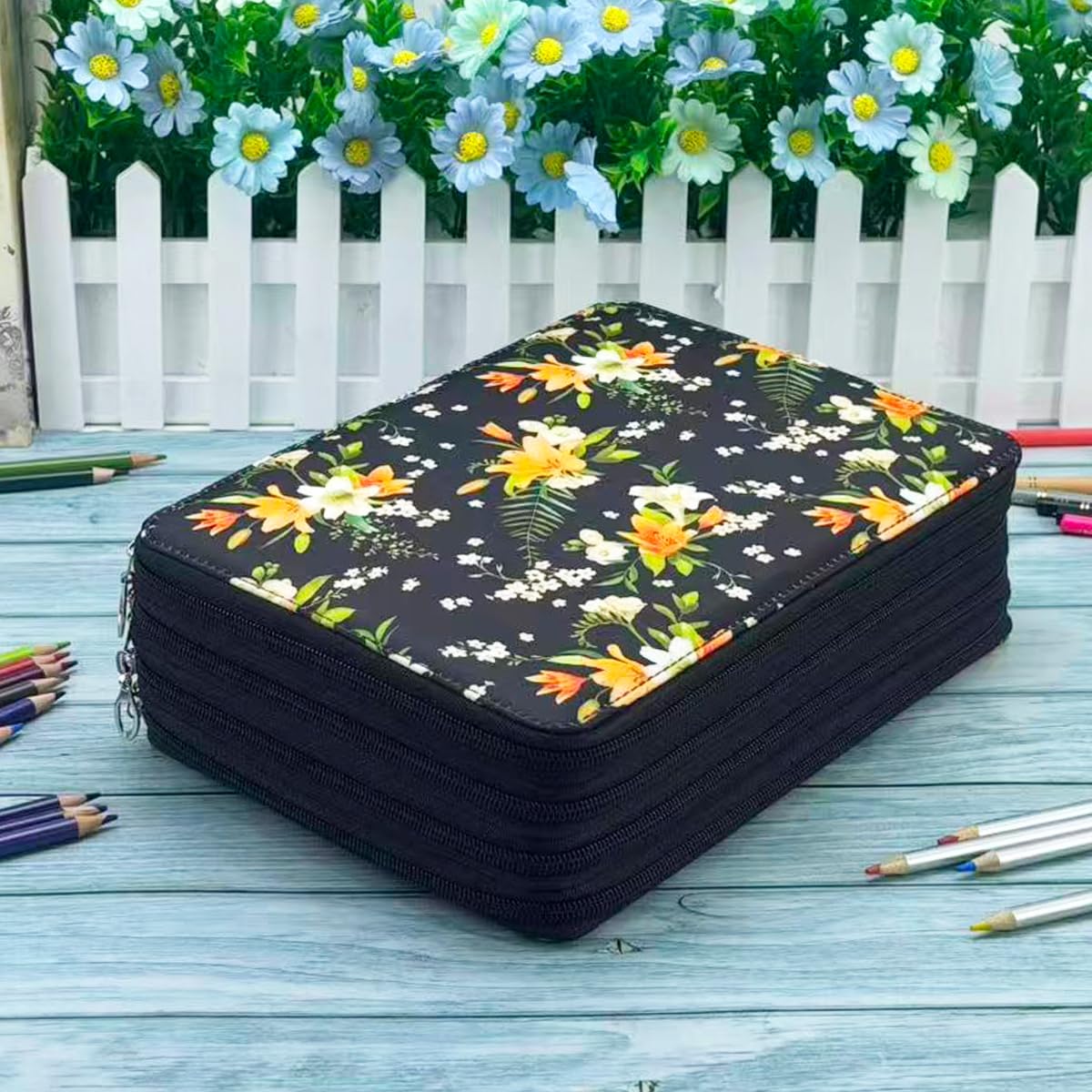 YOUNGCOL 200 Slots Colored Pencil Case Holder Large Capacity Color pencil organizer Storage (Black