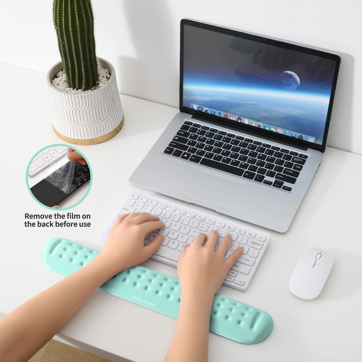 UnivoColors Turquoise Green Superfine Memory Foam Keyboard Wrist Rest Soft Gel Ergonomic Wrist