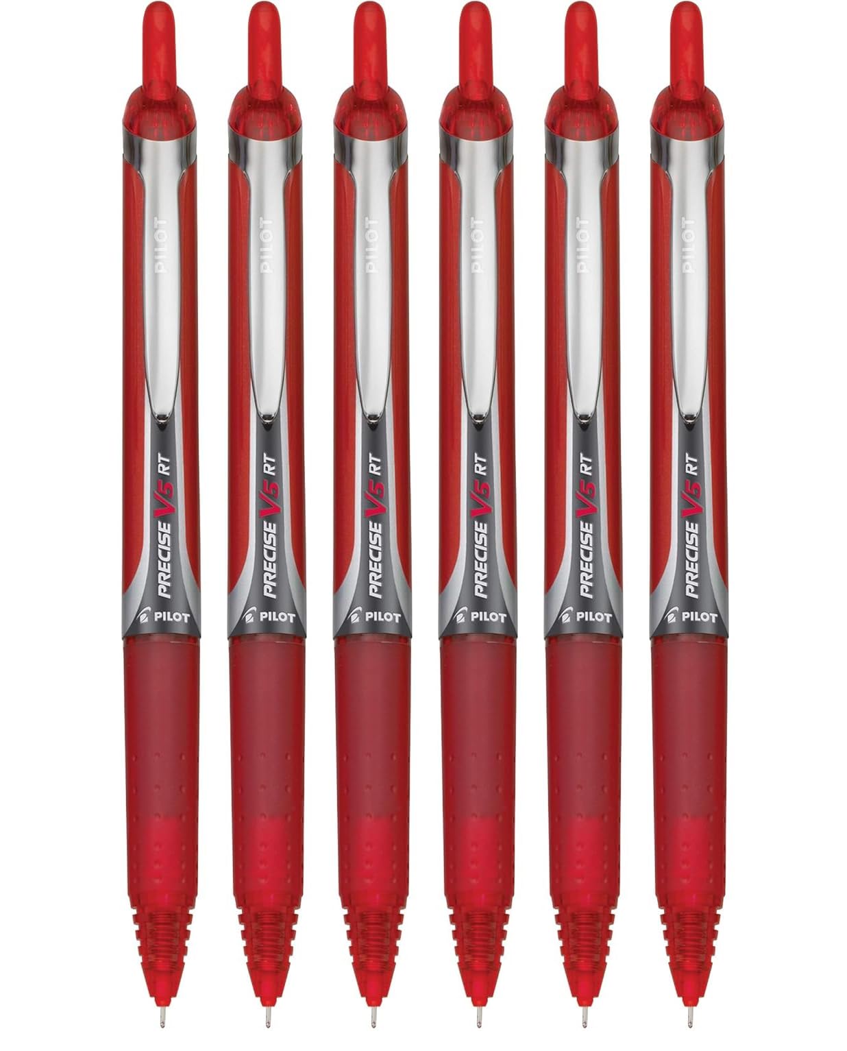 Precise V5 RT Retractable Rollerball Pens, 0.5mm Extra Fine, Red, 6-PK