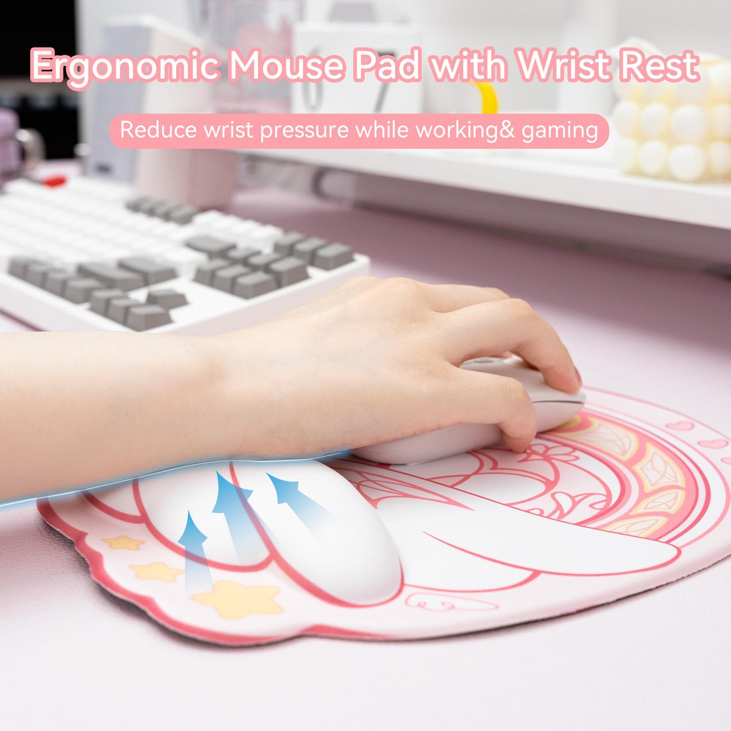 GeekShare Ergonomic Mouse Pad with Wrist Rest Support Non-Slip Rubber Base for Desk, Laptop, Home