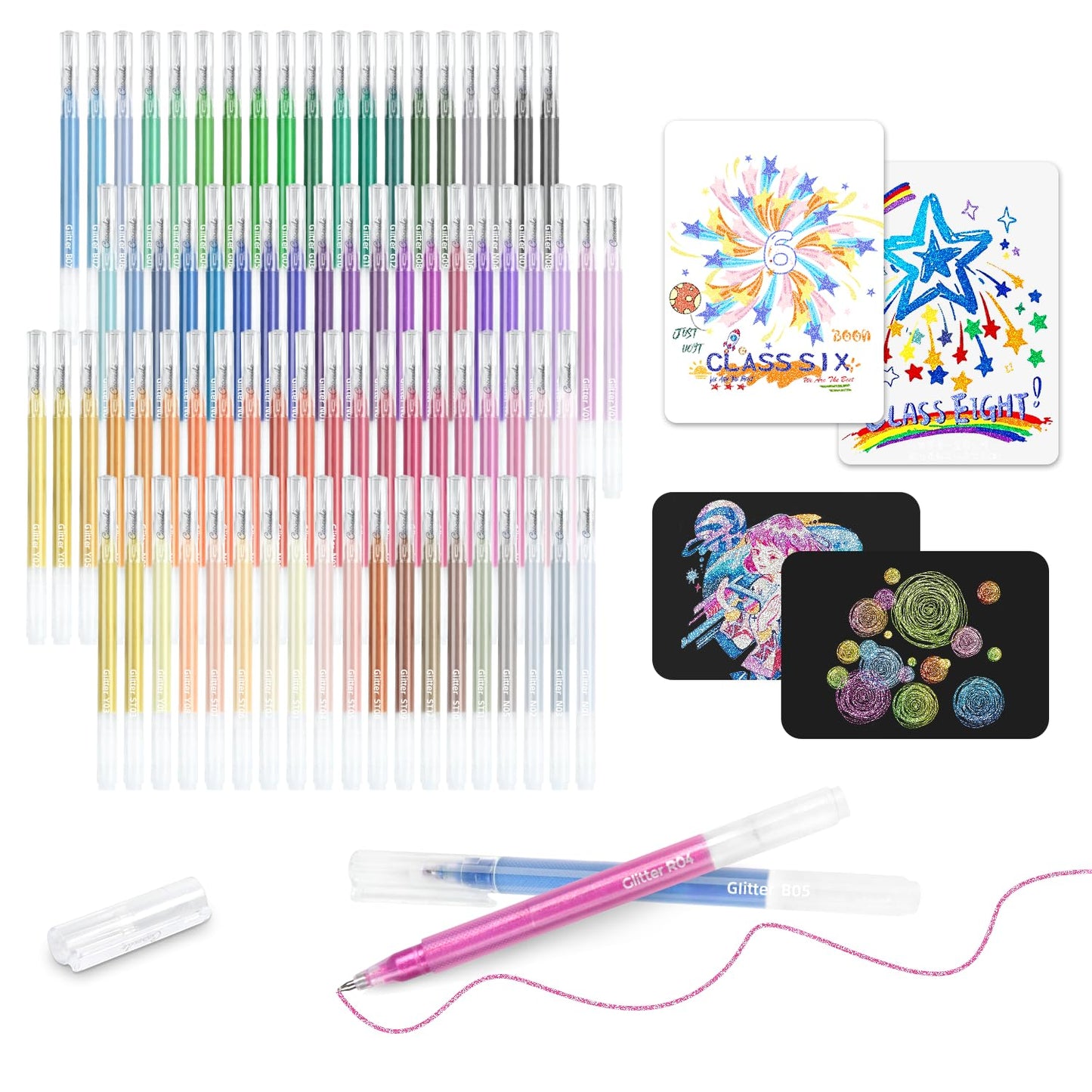 CAISEXILE 80 Colors Glitter Gel Pens Set High-Capacity