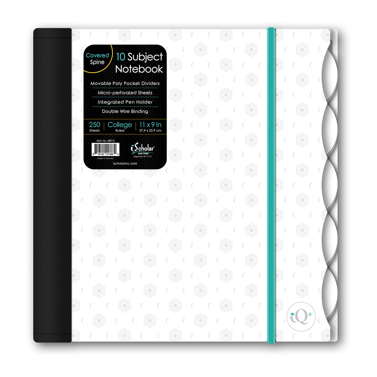 iScholar iQ Poly Fashion Cover 10 Subject Notebook, College Ruled, 11" x 8.5", 250 Sheets, Designs