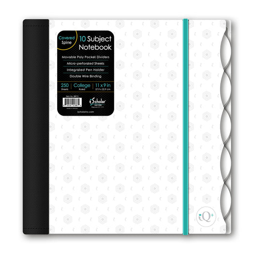 iScholar iQ Poly Fashion Cover 10 Subject Notebook, College Ruled, 11" x 8.5", 250 Sheets, Designs