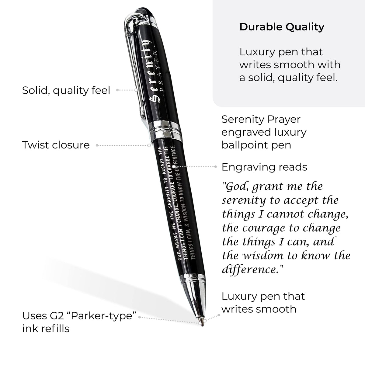 Inkstone Serenity Prayer Engraved Inspirational Gift Pen with Presentation Box Faith Sobriety