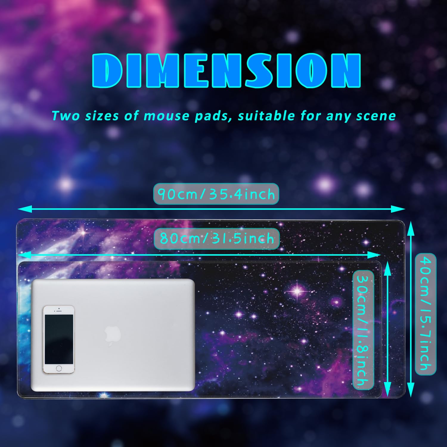 Desk Mat, Galaxy Nebula Universe Space Extended Gaming Mouse Pad Large, Big Mouse Pad with Non-Slip