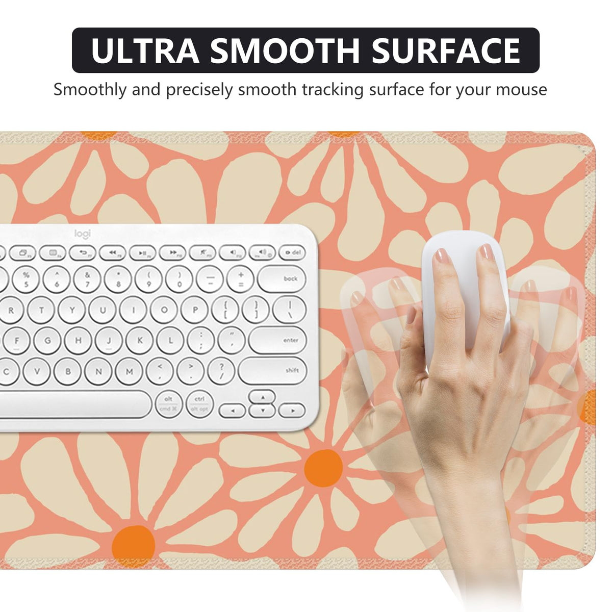 iCasso Desk Mat,Desk Matt for Desktop,Cute Desk Pad Mat, Orange Floral