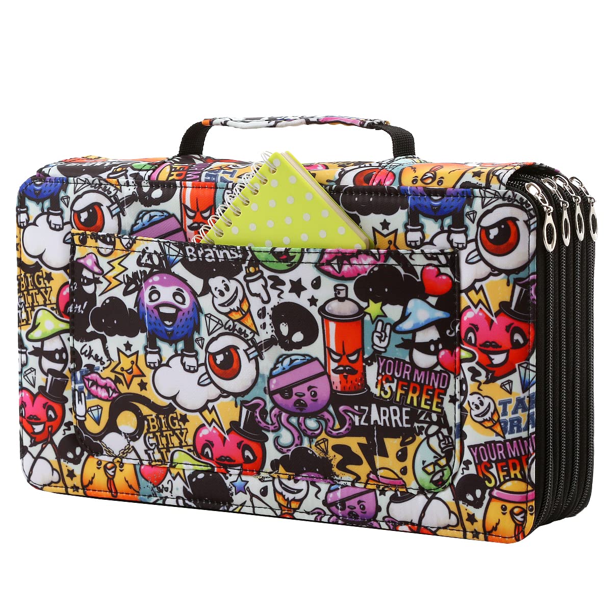 Lbxgap 300 Individual-Slots Pencil Case 4-Layer Zipped Holder w/Handle