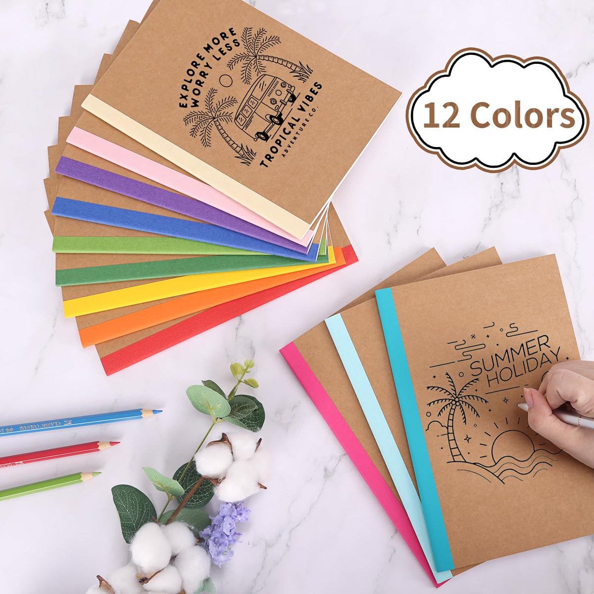 EOOUT 40 Pack A5 Kraft Notebooks Bulk, Lined Journals Bulk Colors with Rainbow Spine, 60 Pages for