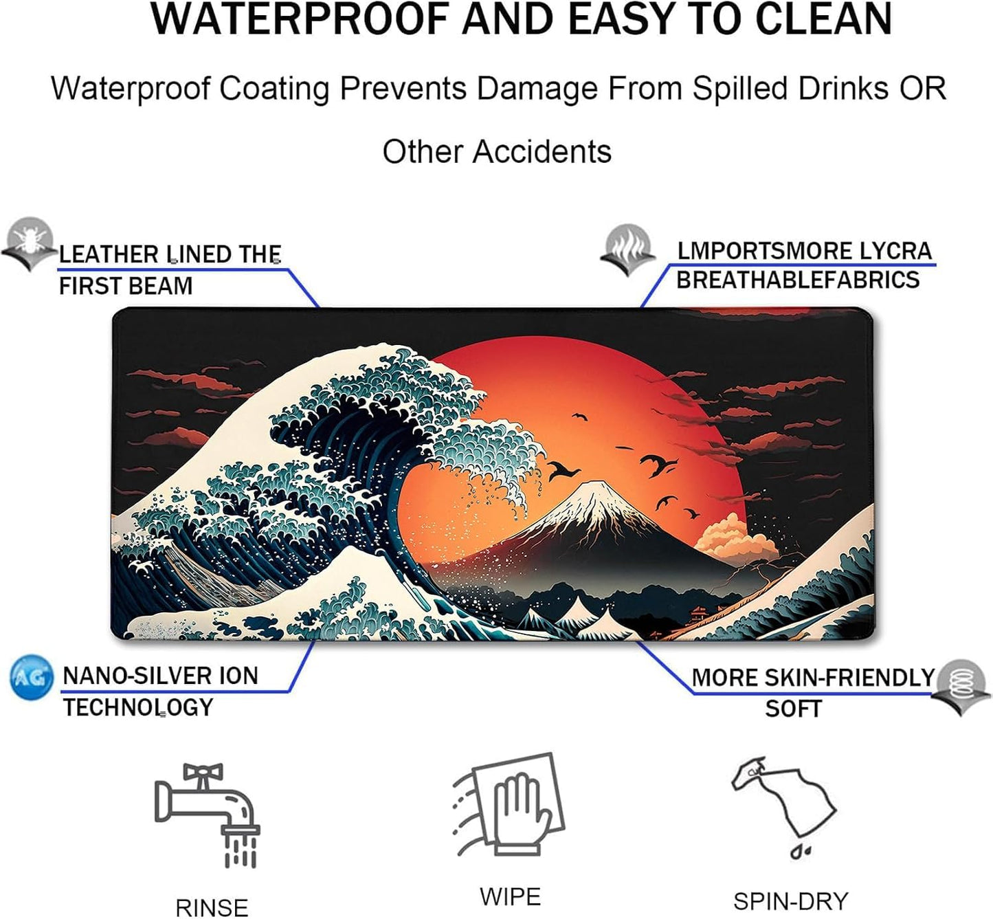 Big Mouse Pad, Upgrade Durable 35.4"x15.7" Larger Extended Mouse Pad for Gamer with Stitched Edges
