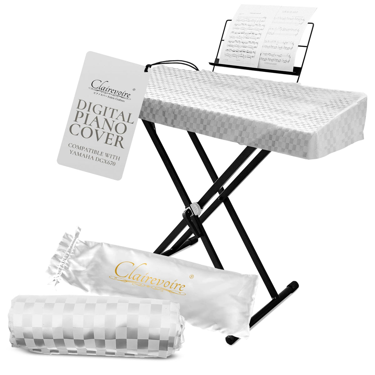 Clairevoire Waterproof Keyboard Piano Cover Cloth for Yamaha DGX670, DGX660, DGX650, Keyboard